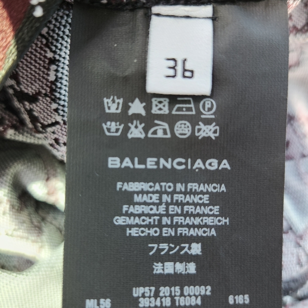 New Balenciaga Burgundy white print stretch body dress F‎ 36 Made in France - Picture 6 of 12
